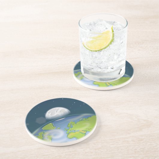 Dessous De Verre En Grès Planète Terre (Côté)