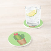 Dessous De Verre En Grès Plante pointillé du Jardin de Cactus vert crique (Côté)