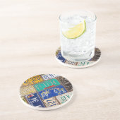 Dessous De Verre En Grès Plaques de licence Retro Rusty (Côté)