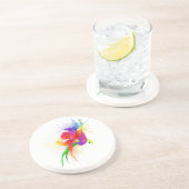 Dessous De Verre En Grès Plaques de peinture Abstraites Rainbow Lorikeet (Côté)