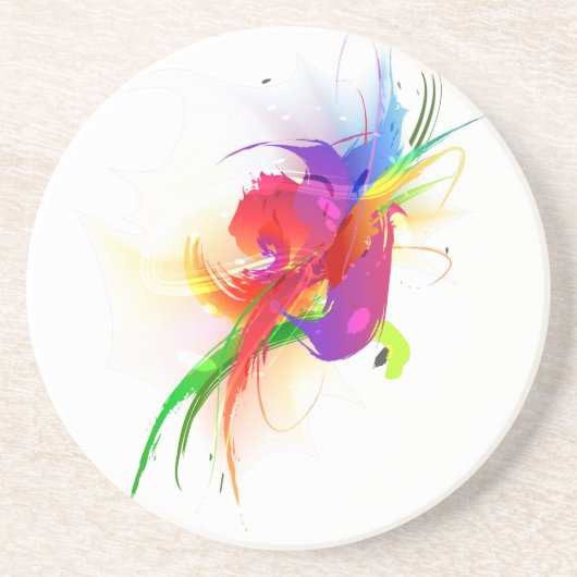 Dessous De Verre En Grès Plaques de peinture Abstraites Rainbow Lorikeet (Devant)