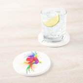 Dessous De Verre En Grès Plaques de peinture Abstraites Rainbow Lorikeet (Côté)