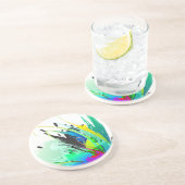 Dessous De Verre En Grès Plaques de peinture Peacock Abstraites (Côté)