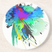 Dessous De Verre En Grès Plaques de peinture Peacock Abstraites (Devant)