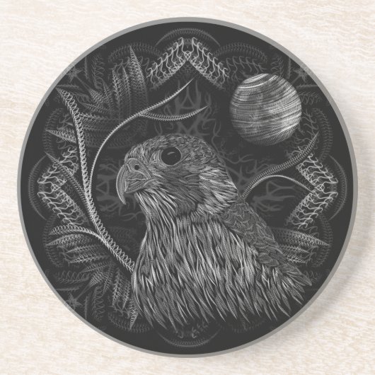 Dessous De Verre En Grès Pleine lune de faucon (Devant)