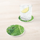 Dessous De Verre En Grès Pluies sur la feuille de Papaya Vert (Côté)