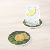 Dessous De Verre En Grès Pluies sur Rose jaune (Côté)