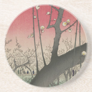 Dessous De Verre En Grès Plum Estate Japonais Edo Woobblock Plum