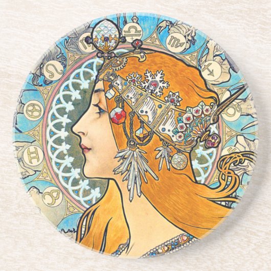 Dessous De Verre En Grès Plume de La de Mucha (Devant)