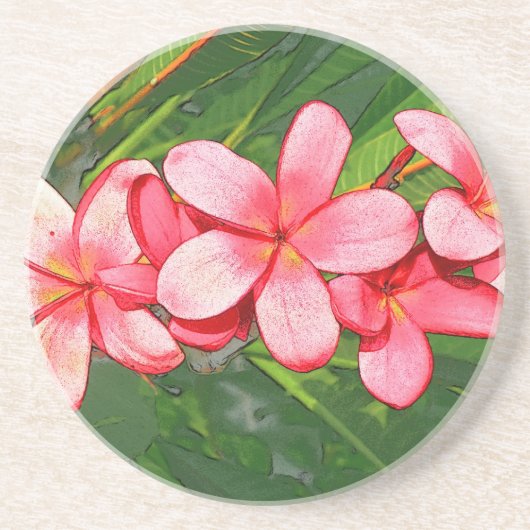 Dessous De Verre En Grès Plumerias (Devant)