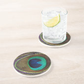 Dessous De Verre En Grès plumes de paon (Côté)