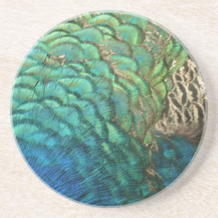 Dessous De Verre En Grès Plumes de paon I Design de nature abstrait coloré