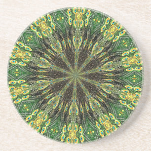 Dessous De Verre En Grès Plumes de paon Kaleidoscope 2