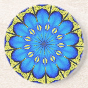Dessous De Verre En Grès Plumes de paon Kaleidoscope 4
