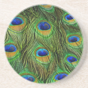 Dessous De Verre En Grès Plumes de paon magnifiques