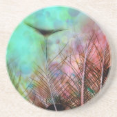 Dessous De Verre En Grès Plumes Pastel Peacock (Devant)