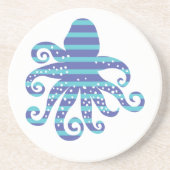 Dessous De Verre En Grès Poctopus à rayures bleues (Devant)
