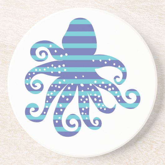 Dessous De Verre En Grès Poctopus à rayures bleues (Devant)