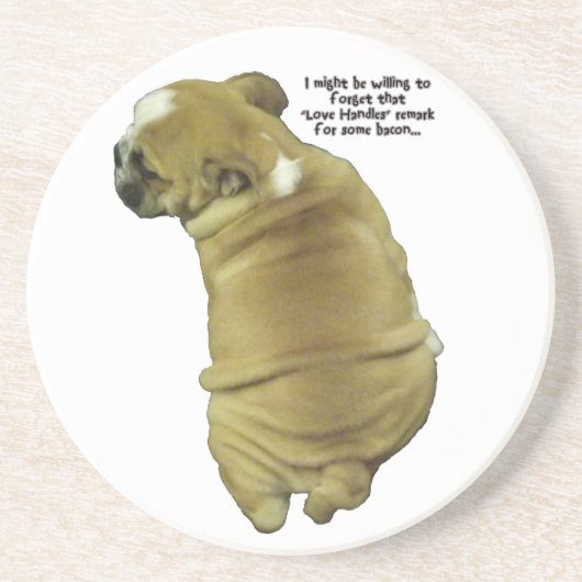 Dessous De Verre En Grès Poignées et lard d'amour de chiot de bouledogue (Devant)