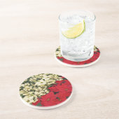 Dessous De Verre En Grès Poinsettias blanches et rouges I Holiday Floral (Côté)