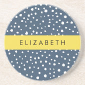 Dessous De Verre En Grès Points Dalmatiens Bleus De La Marine, Spots, Dotés (Devant)