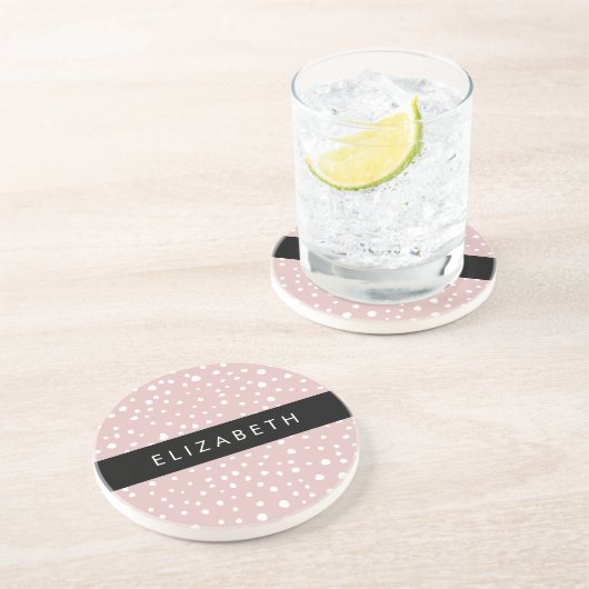 Dessous De Verre En Grès Points Dalmatiens Rose, Points Dalmatiens, Votre N (Côté)
