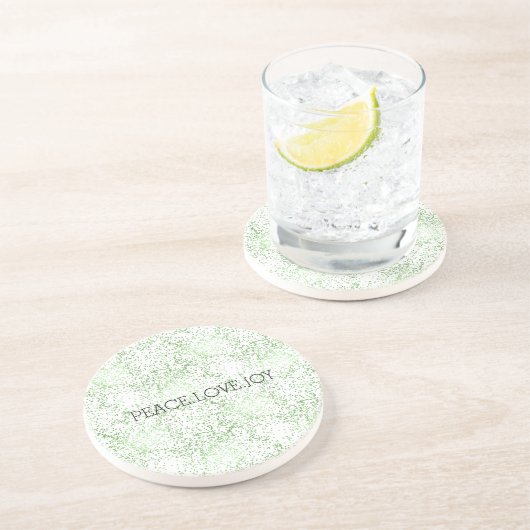 Dessous De Verre En Grès Points Étincelle Verte Glitz Or      (Côté)