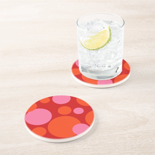 Dessous De Verre En Grès Points rose et orange (Côté)