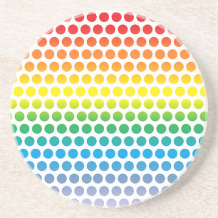 Dessous De Verre En Grès Pois arc-en-ciel blanc