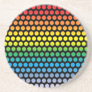 Dessous De Verre En Grès Pois arc-en-ciel noir