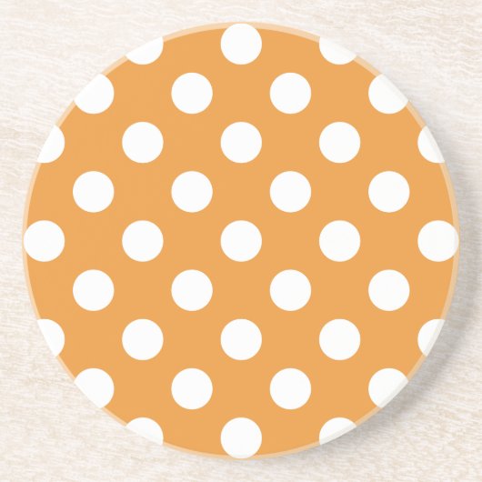 Dessous De Verre En Grès Pois blancs sur ambre (Devant)
