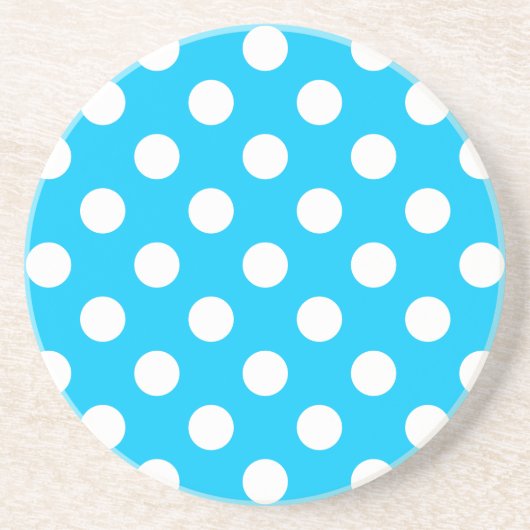 Dessous De Verre En Grès Pois blancs sur bleu électrique (Devant)