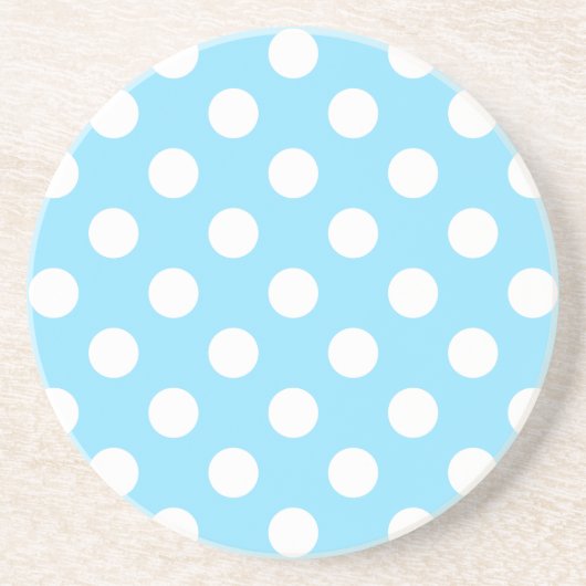 Dessous De Verre En Grès Pois blancs sur bleu pâle (Devant)