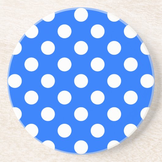 Dessous De Verre En Grès Pois blancs sur bleu royal (Devant)