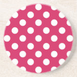 Dessous De Verre En Grès Pois blancs sur cerise<br><div class="desc">Pois blancs sur cerise</div>