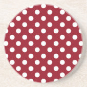 Dessous De Verre En Grès Pois blancs sur Crimson Red (Devant)