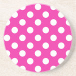 Dessous De Verre En Grès Pois blancs sur fuchsia<br><div class="desc">Pois blancs sur fuchsia</div>