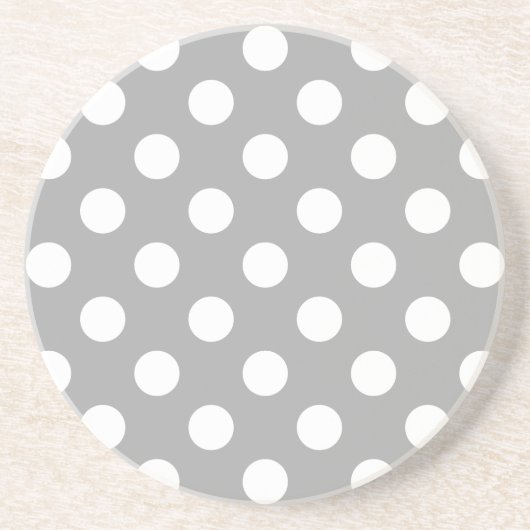 Dessous De Verre En Grès Pois blancs sur gris (Devant)