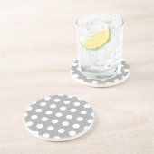 Dessous De Verre En Grès Pois blancs sur gris (Côté)