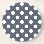 Dessous De Verre En Grès Pois blancs sur gris bleu<br><div class="desc">Pois blancs sur gris bleu</div>