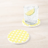 Dessous De Verre En Grès Pois blancs sur jaune citron (Côté)