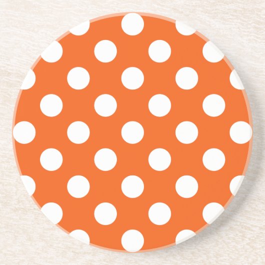 Dessous De Verre En Grès Pois blancs sur orange (Devant)