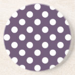 Dessous De Verre En Grès Pois blancs sur prune violette<br><div class="desc">Pois blancs sur prune violette</div>