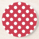 Dessous De Verre En Grès Pois blancs sur rouge<br><div class="desc">Pois blancs sur rouge</div>