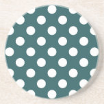 Dessous De Verre En Grès Pois blancs sur turquoise<br><div class="desc">Pois blancs sur turquoise</div>
