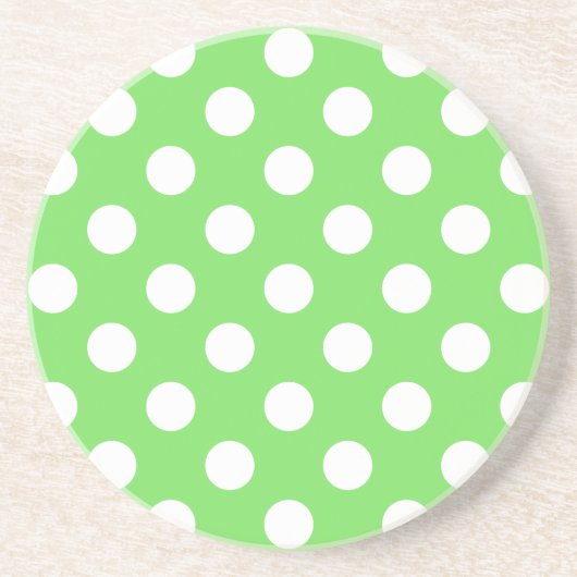 Dessous De Verre En Grès Pois blancs sur vert pomme (Devant)