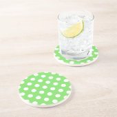 Dessous De Verre En Grès Pois blancs sur vert pomme (Côté)