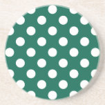 Dessous De Verre En Grès Pois blancs sur vert sauge<br><div class="desc">Pois blancs sur vert sauge</div>