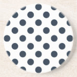 Dessous De Verre En Grès Pois bleu marine foncé<br><div class="desc">Pois bleu marine foncé sur arrière - plan blanc</div>