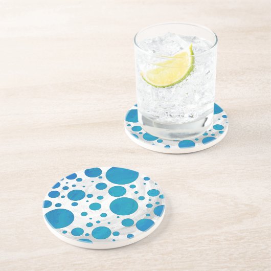 Dessous De Verre En Grès Pois bleu océan (Côté)